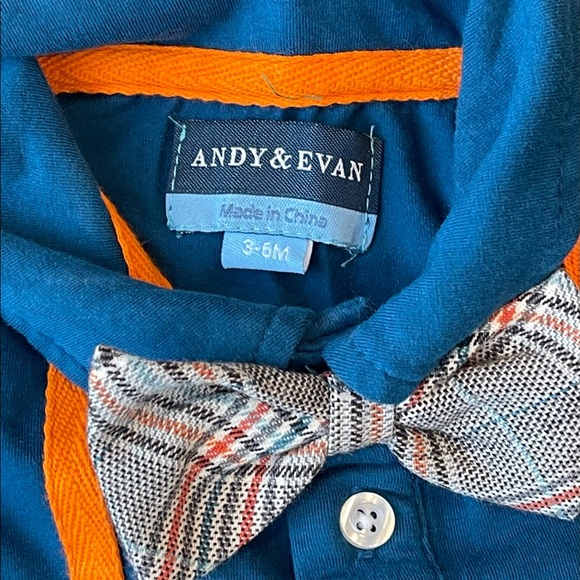 Adorable Andy and Evan Bowtie/suspenders onesie  3-6 months - Picture 2 of 4